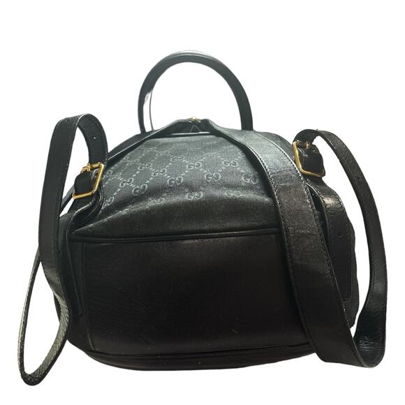 GUCCI Vintage Black Signature Jacquard & Leather Trim Backpack main image 15